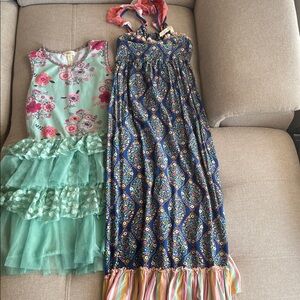Matilda Jane Mint Floral Tiered Tulle Dress & Navy Patterned Maxi Sundress bundl